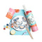 8x10 paint by numbers kit with oyster print, pots of paint and paintbrushes