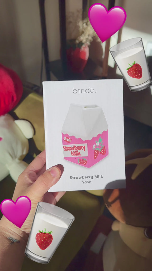 model showcasing strawberry milk petite vase