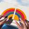 model using rainbow bookends