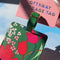 model showcasing emerald green floral luggage tag
