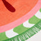 up close of towel fabric and green fringe