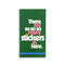 green sticker book cover with "There are So So So Many Stickers in Here" text graphic with blue elastic closure at bottom